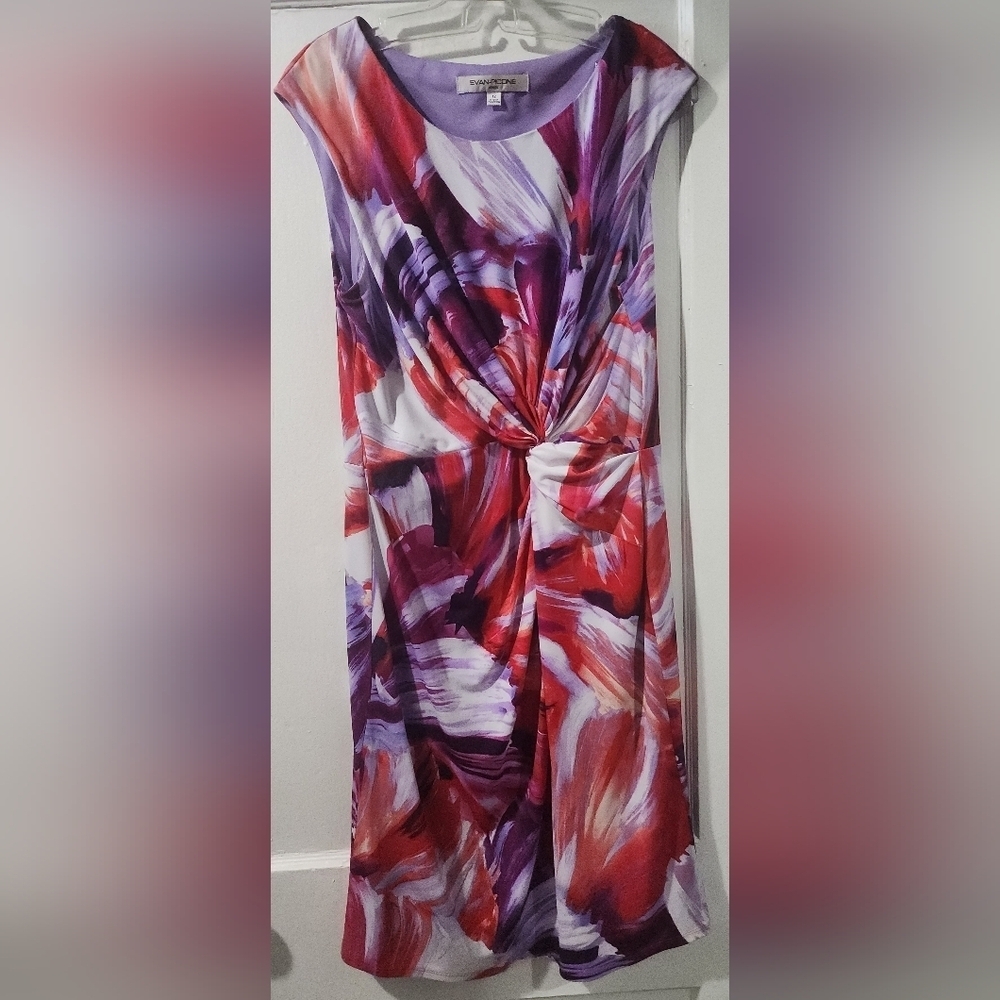 Evan Picone Red and Purple Asymmetrical Dress size 12